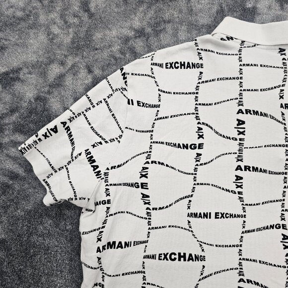 A/X Armani Exchange Polo Shirt Mens size XXL Logo all over print golfing Casual - Picture 11 of 16